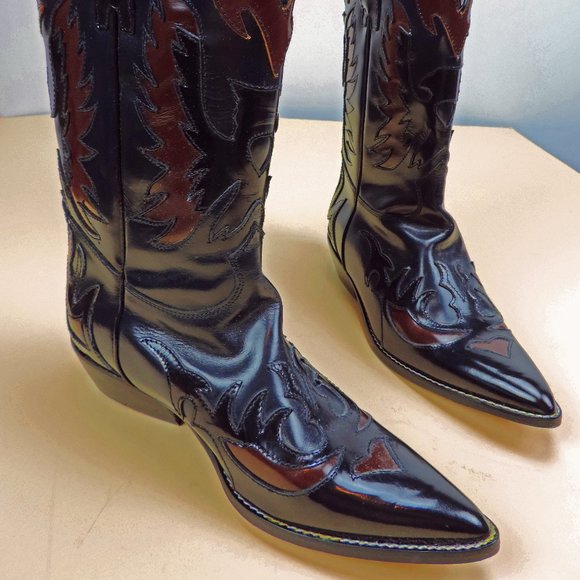 Donald Pliner Boots Black Brown Leather 5.5 EUC